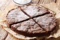 Swedish traditional dessert: kladdkaka chocolate sticky cake wit Royalty Free Stock Photo