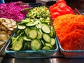 Swedish vegetable buffet in glass containers