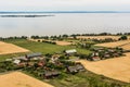 Swedish village on the lakeside - aerial Royalty Free Stock Photo