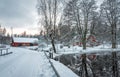 Swedish village in winter scenery Royalty Free Stock Photo