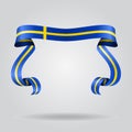Swedish flag wavy ribbon background. Vector illustration.