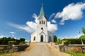 Swedish white church over blue sky