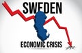 Sweeden Map Financial Crisis Economic Collapse Market Crash Global Meltdown Vector Royalty Free Stock Photo