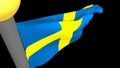 Sweedish flag waving - 3D rendering video