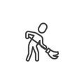 Sweeper, cleaning service employee line icon