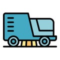 Sweeper vehicle icon vector flat