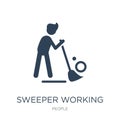 sweeper working icon in trendy design style. sweeper working icon isolated on white background. sweeper working vector icon simple