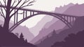 Sweeping Arched Bridge Spanning a Vast Scenic Valley, vector design Generative AI Royalty Free Stock Photo