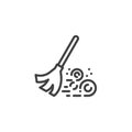 Sweeping broom line icon