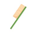 Sweeping brush with natural bristle and handle. Side view of floor cleaning tool. Flat vector illustration of domestic
