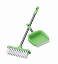 Sweeping brush and scoop in crossed position. Cleaning concept Royalty Free Stock Photo