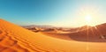 Sweeping desert panorama, sun drenched sands, ample blank space, dry, panorama, expanse Royalty Free Stock Photo