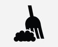 Sweeping Icon. Sweep Broom Clean Cleaner Sweeper Brush Dust Dirt Broomstick Stick Dirty. Black White Graphic Clipart Vector EPS