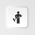 Sweeping person icon neumorphic style neumorphic style vector icon isolated on white background, Sweeping person