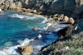 Sweeping view of the Cyprus coast, sea stacks and ocean waves Royalty Free Stock Photo
