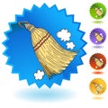 Sweeping Whisk Broom Round Blue Button Icon Royalty Free Stock Photo