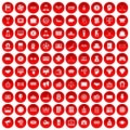 100 sweepstakes icons set red Royalty Free Stock Photo