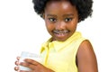 Sweet african girl drinking milk. Royalty Free Stock Photo