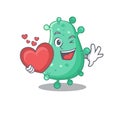 A sweet agrobacterium tumefaciens cartoon character style with a heart