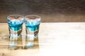 Sweet alcoholic blue liqueur