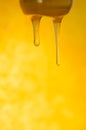 Sweet amber flower honey  flows.  Liquid  stream of honey Royalty Free Stock Photo