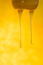 Sweet amber flower honey  flows.  Liquid  stream of honey Royalty Free Stock Photo