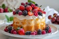 Sweet Angel cake dessert with berries. Generate ai Royalty Free Stock Photo