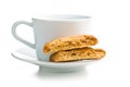 Sweet apple cookies and coffee cup. Royalty Free Stock Photo