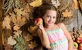 Sweet apple. Organic and natural food for kids health. Small girl likes the taste of apple fruits. Vitamin food for Royalty Free Stock Photo