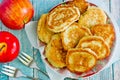 Sweet apple pancakes on plate