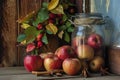 Sweet Apples cinnamons jar. Generate AI