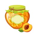 Sweet Apricot Orange Jam Glass Jar Filled With Fruit With Template Label Illustration