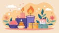 The sweet aroma of scented candles and potpourri adding an enticing element to the shopping experience.. Vector