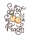 Sweet as a peach lettering quote with cute peaches.