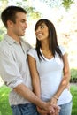 Sweet Attractive Couple in Park Royalty Free Stock Photo