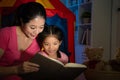 Sweet attractive little girl reading story book Royalty Free Stock Photo