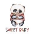 Sweet baby. cute panda watercolor illustration. cute animals