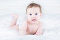 Sweet baby doing her tummy time Royalty Free Stock Photo