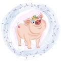 Sweet baby girl pig smiling Royalty Free Stock Photo