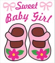 sweet baby girls with flower shoes print