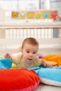 Sweet baby on playmat Royalty Free Stock Photo