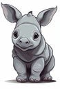 Sweet Baby Rhinoceros Illustration for Children\'s Books and Nursery Decor.