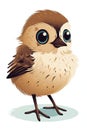 Sweet Baby Sparrow Illustration for Invitations and Scrapbooking.