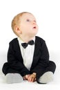 Sweet baby in tailcoat Royalty Free Stock Photo