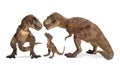 Sweet baby tyrannosaurus rex with parents Royalty Free Stock Photo