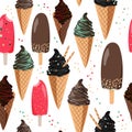 Realistic ice cream seamless pattern. Sweet background.