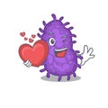 A sweet bacteria bacilli cartoon character style with a heart