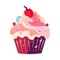 sweet baked cupcake with fruit