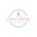 Sweet Bakery and Dessert Logo, Sign, Emblem, Flat Vector Design