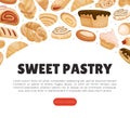 Sweet Bakery Food Banner Design with Baked Dough Pastry Vector Template Royalty Free Stock Photo